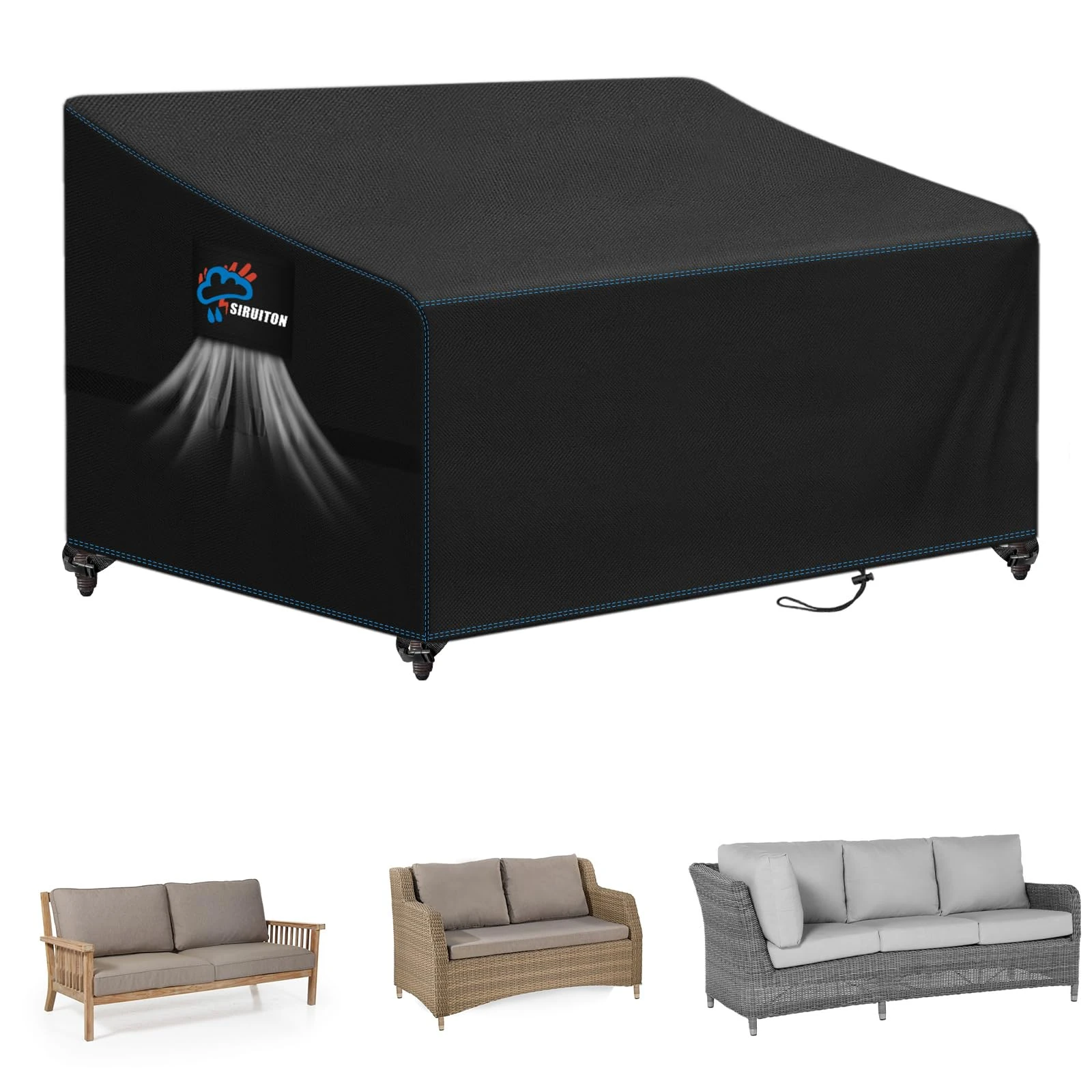 SIRUITON Outdoor Bench Loveseat Cover 420D Waterproof Outdoor Sofa Cover Lawn Patio Bench Furniture Covers, UV & Water-Resistant (205x85x81/61cm)