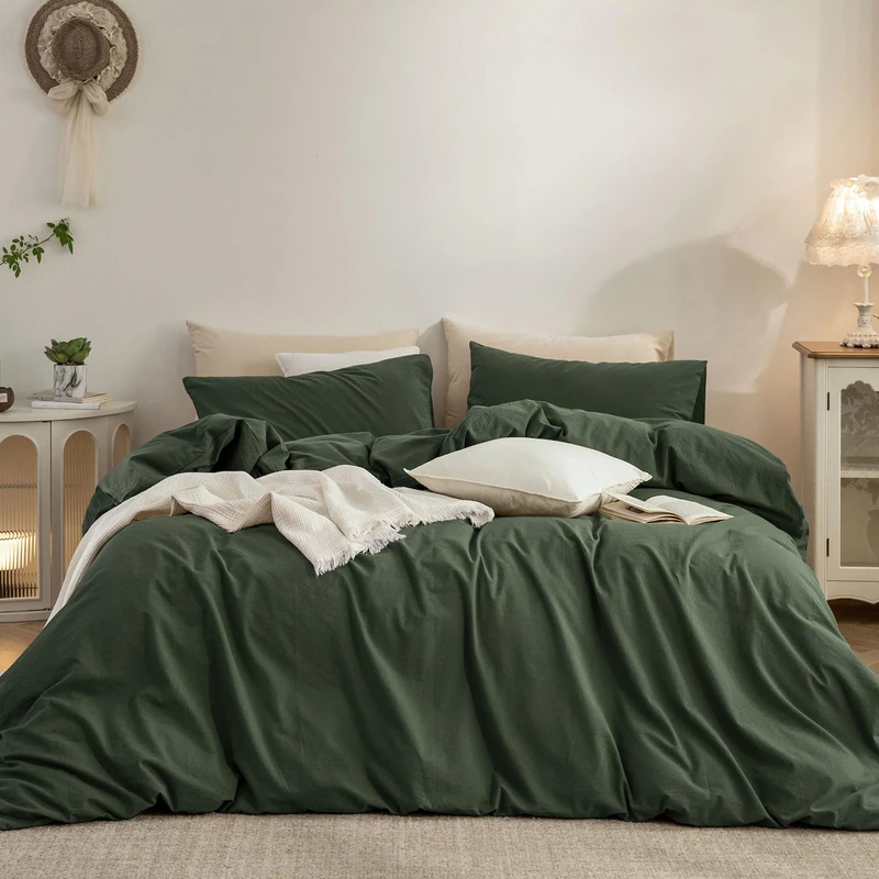 Elimmo Duvet Cover Overd King: 100% Washed Cotton Linen Like Comfy