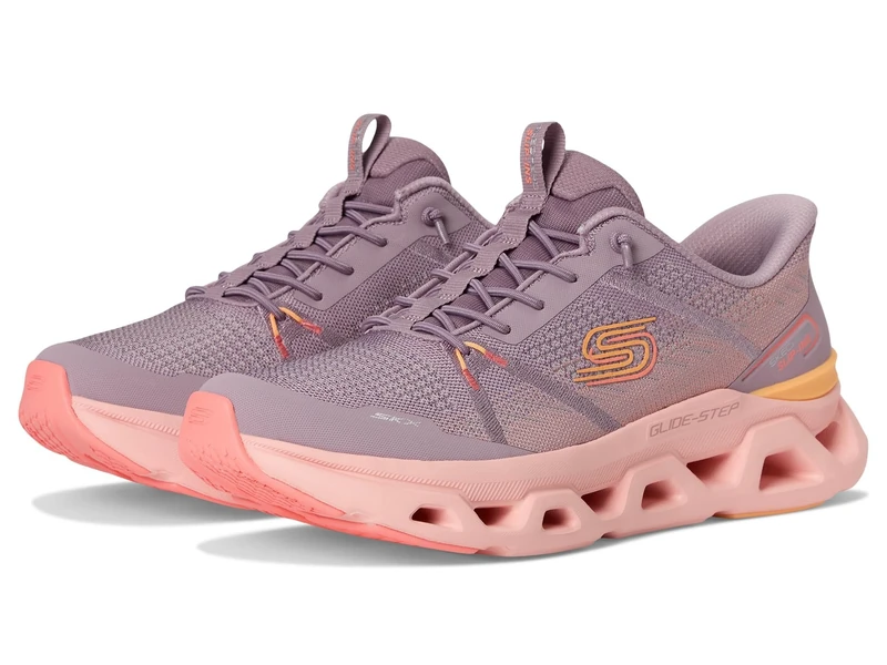 Skechers Women's Glide-Step Altus Fast Lane Slip-On Sneakers, Lavender Mesh/Peach Trim, 5.5 UK