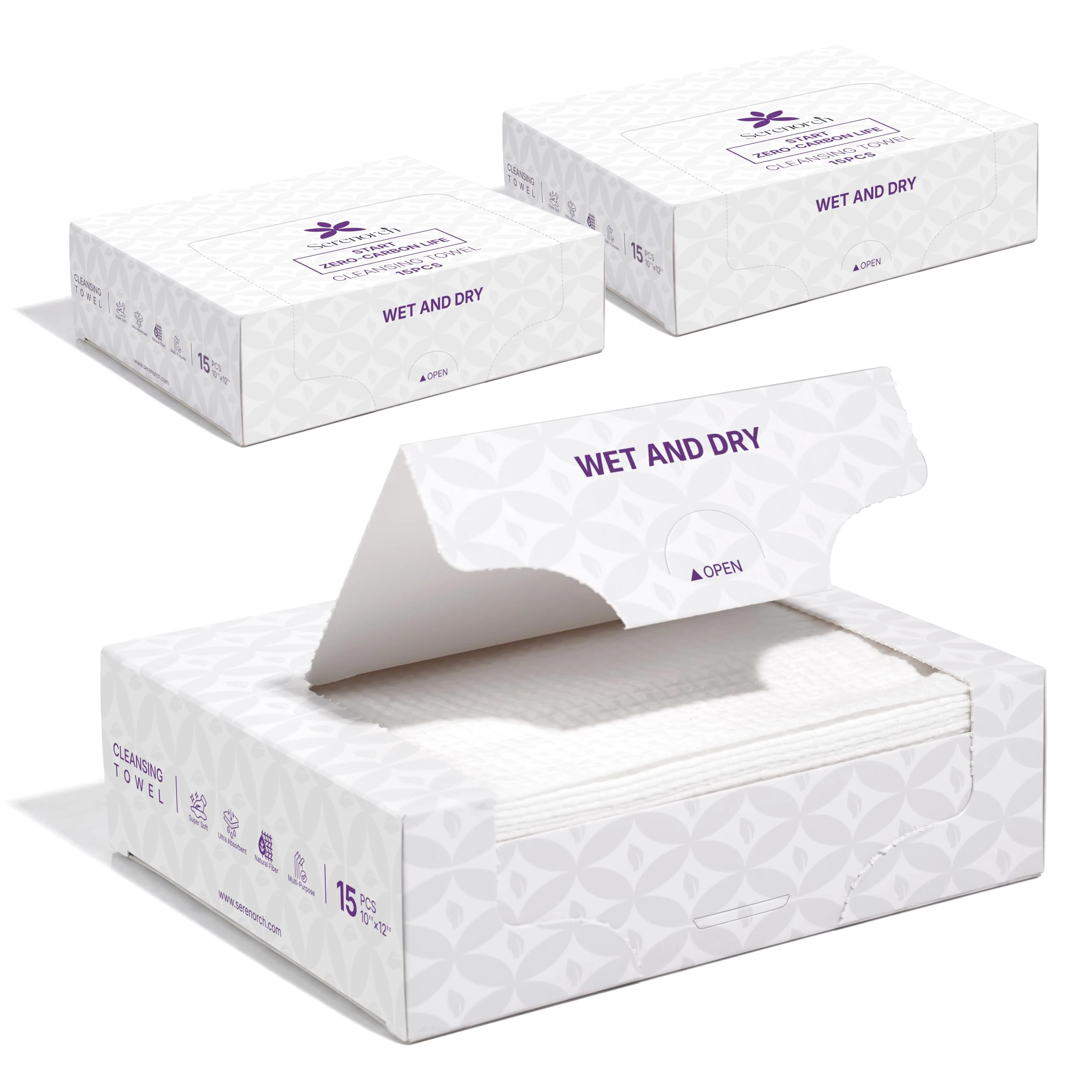 Serenorch Disposable Face Towels Travel Pack, Clean Towels 10''x12'' 3 Pack, XL Travel Face Towels, Travel Facial Wipes, Makeup Remover, Towel