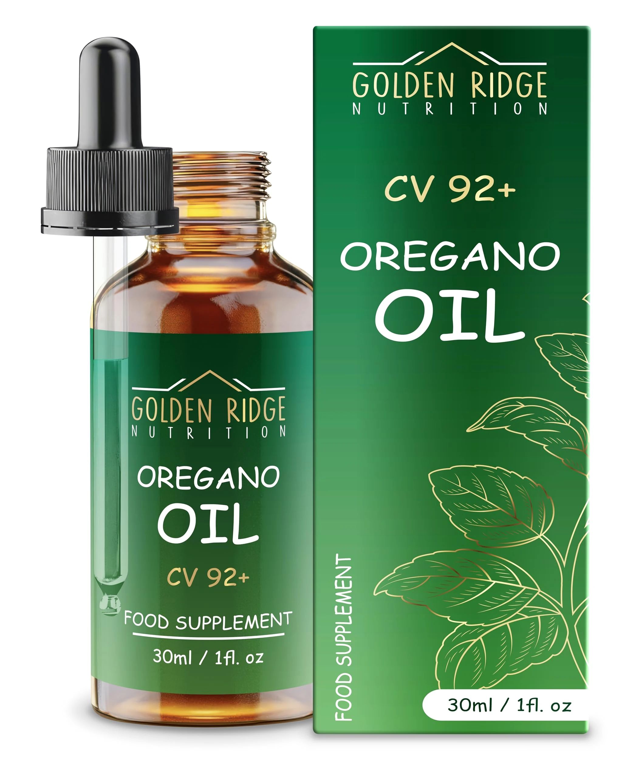Oregano Oil Drops 100% Pure & Undiluted Potent Min 92% Carvacrol | 30ml Max-Strength Wild Mediterranean Essential Oil of Oregano Support for Cold, Cough, Sore Throat & Gut Health | Bottled in The UK