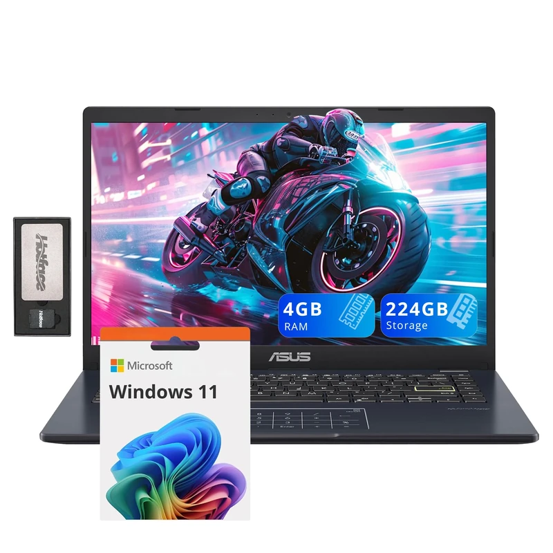 ASUS 14" FHD Laptop, Intel Pentium N6000 Processor, 4GB RAM, 224GB Storage(64GB eMMC+160GB Docking Station Set), Intel UHD Graphics, Webcam, Bluetooth, Win 11, Star Black