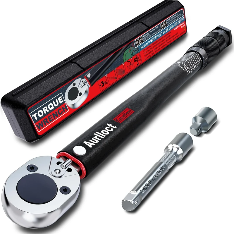 Aurlloct 1/2" Torque Wrench 20-230Nm 3/8 - +/-3% Accuracy, 72 Tooth