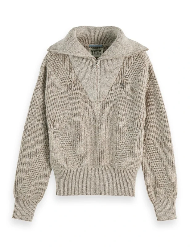 Scotch & Soda Womens Half Zip Pullover Sweater, Tannin Melange U293, M UK