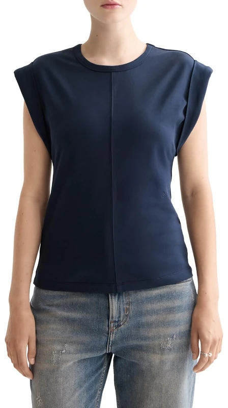 Scotch & Soda Womens Fitted Rolled-up Sleeve T-Shirt, Sky Captain V458, S UK