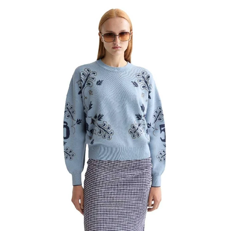 Scotch & Soda Womens Relaxed Jacquard Pullover Sweater, Faded Denim V441, S UK