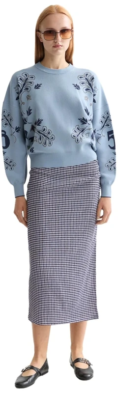 Scotch & Soda Women's Jacquard Relaxed-Fit Pullover Sweater, Faded Denim, M