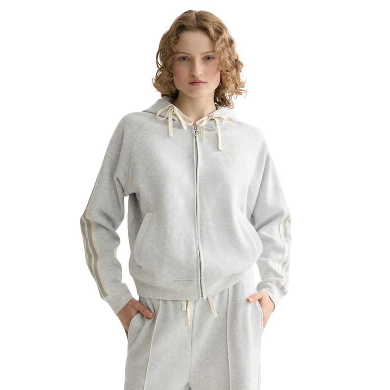 Scotch & Soda Womens Zip Through Interlock Hoodie Sweatshirt, Light Grey Melange U051, XL UK