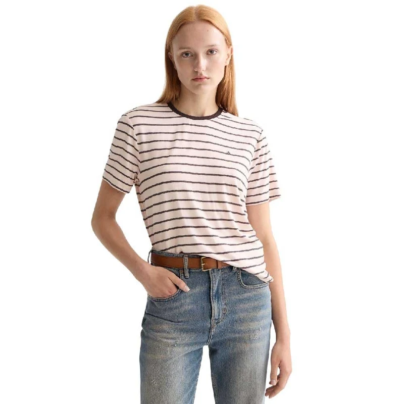 Scotch & Soda Women's Striped T-Shirt, Chocolate Plum/Barely There, S