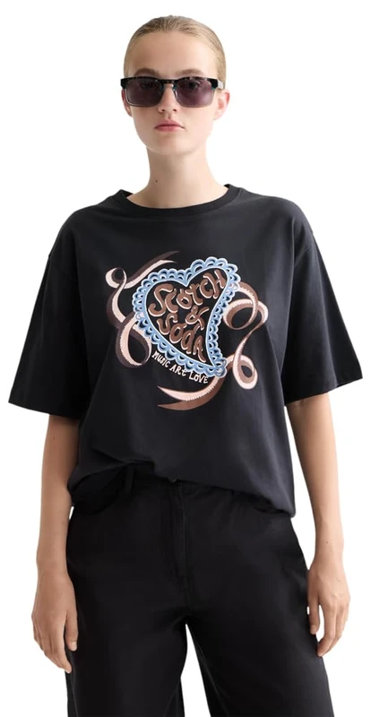 Scotch & Soda Women's Artwork Loose-Fit T-Shirt, Meteorite, L