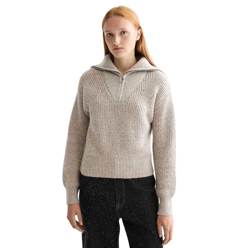 Scotch & Soda Womens Half Zip Pullover Sweater, Tannin Melange U293, S UK