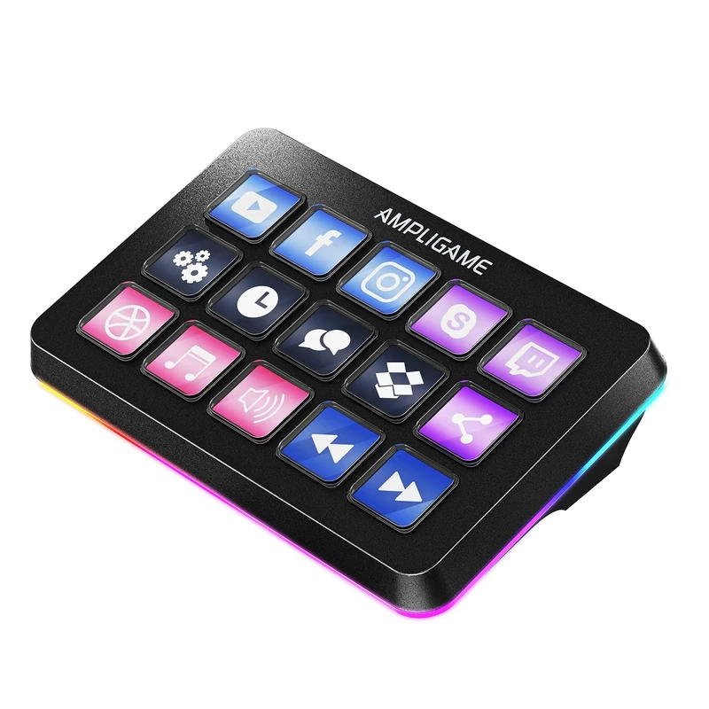 FIFINE D6 Streaming Controller, Macro Keyboard with 15 Customizable Keys for Live Stream, Gaming and Podcast, Compatible with Twitch/OBS/YouTube/Streamlabs Etc, Keypad for Mac and PC