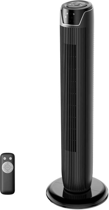 Midea 36 Inch 45W Portable Stand Fan (Quiet tower) with Remote Control, 90° Oscillation, LED Display and Touchscreen, 3 Speed Settings and 3 Modes,7H Timer,Ideal for Home and Office