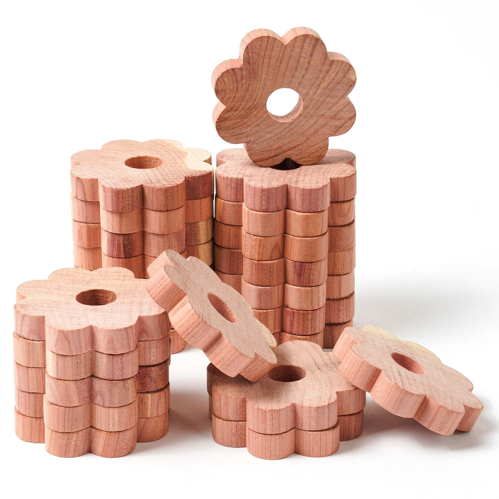 Adiwo 24PC Cedar Wood Rings, Anti Moth 4.8cm Natural Cedar Wood Fresheners for Wardrobes and Drawers