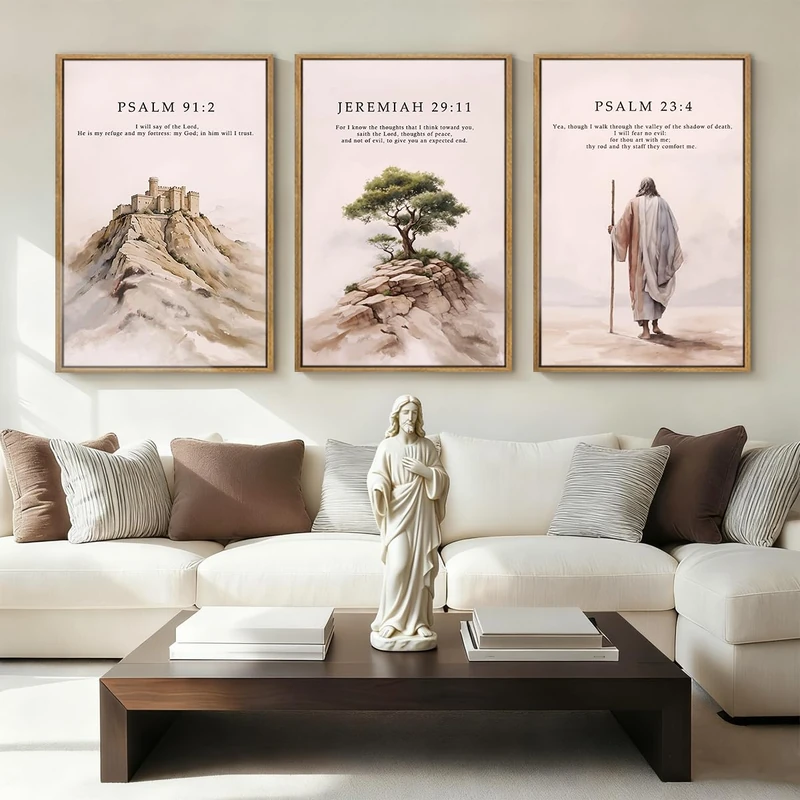 IARTTOP Large Christian Easter Framed Canvas Wall Art 16x24 Inch Jesus Easter Bible Verse Art Prints Religious Scripture Wall Decor for Living Room Bedroom Set of 3