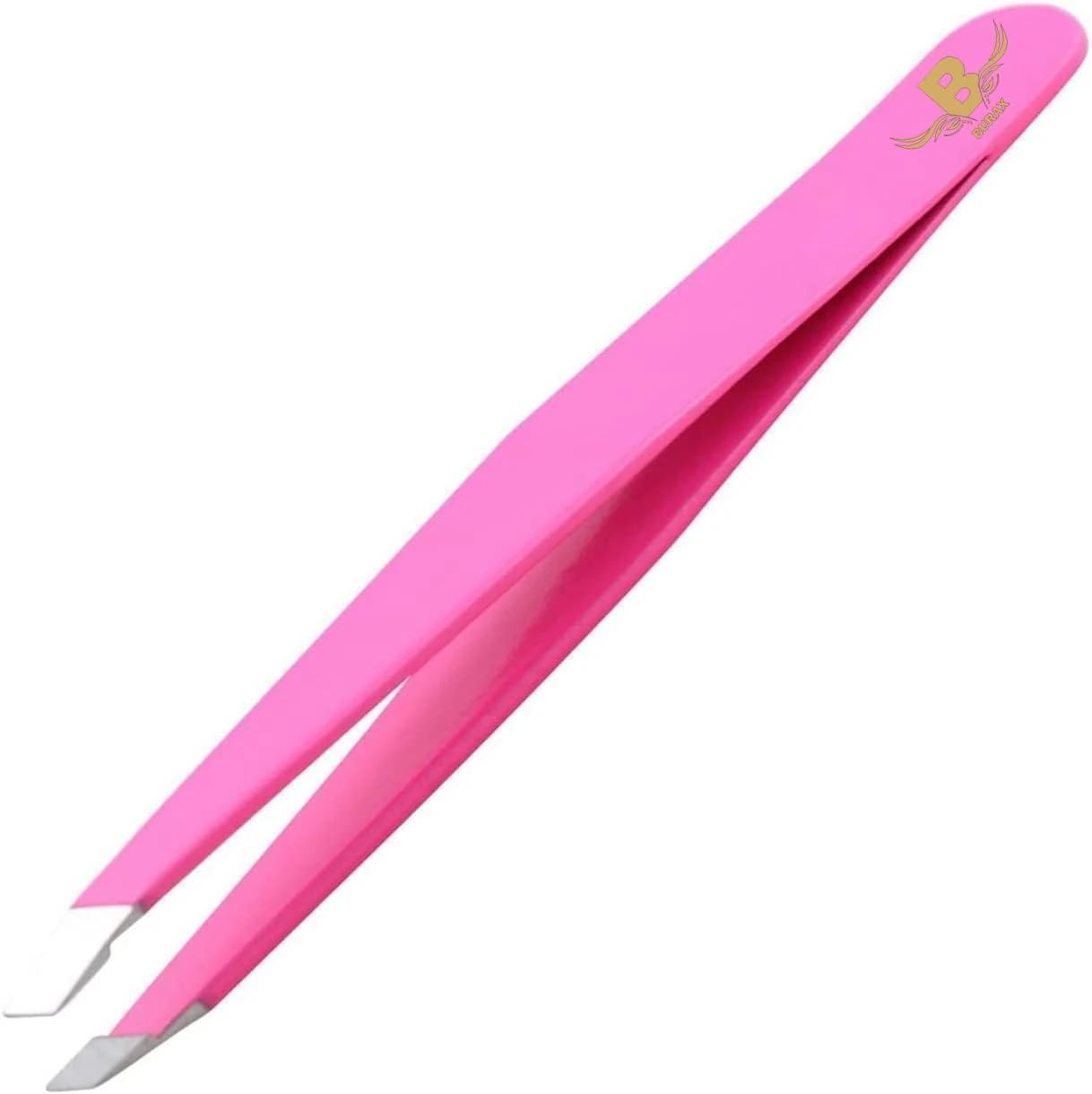 Burax Tweezers for Facial Hair Women Professional Stainless Steel Precision Tweezers for Women & Men (1 Pack Pink)