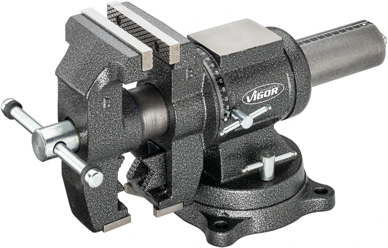 ViGOR Vice V6150N 125mm Chuck 130mm Max Span Rotates Horizontal and Vertical Axis for Flat and Round Parts Flexible Working Angles - Image 1