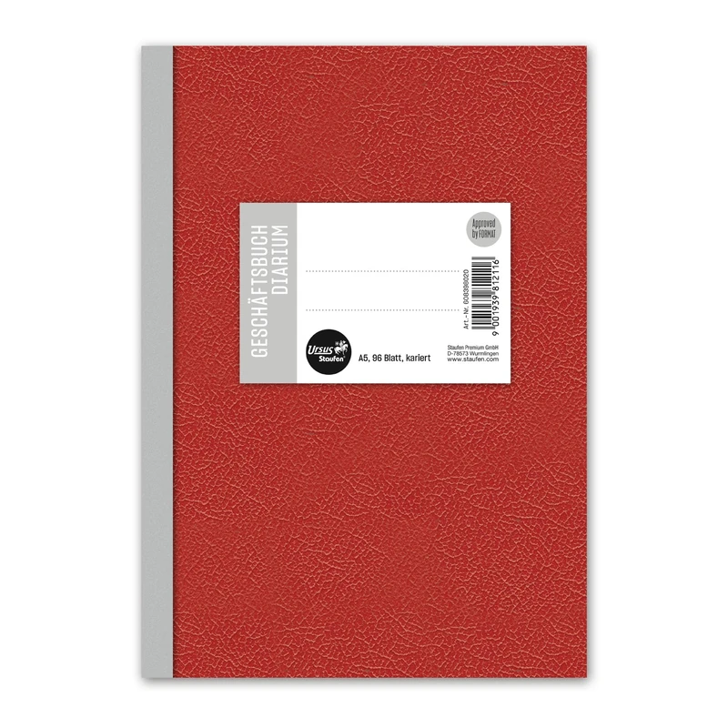 Staufen Style Diarium Business Book 5 Books Each 96 Sheets DIN A5 70 g/m² Squared (9 mm) Red