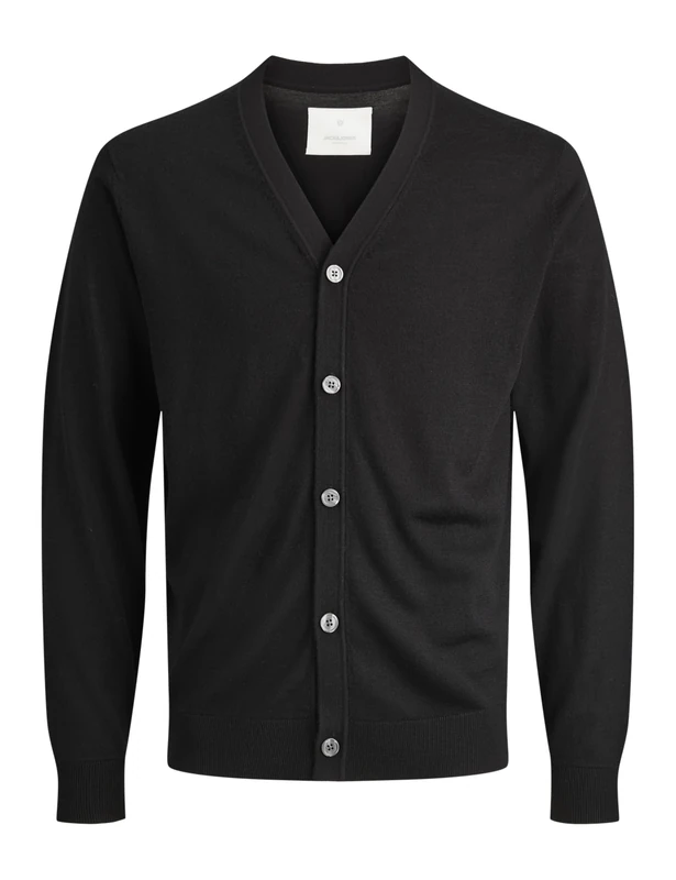 JACK & JONES Men's Jprccmerino Knit V-Neck Cardigan, Black, M