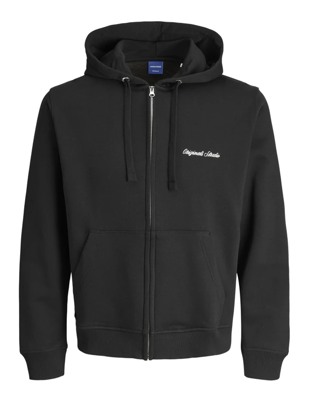 JACK & JONES Mens Jornorrebro Emb Sweat Zip Hood Noos, Black, XXL UK