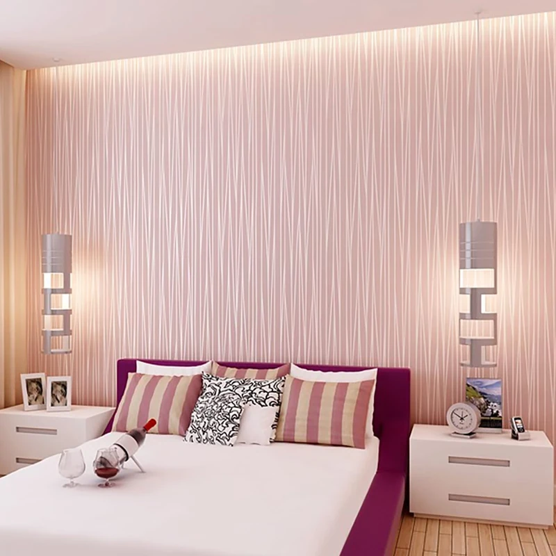 Baketron Pink Wallpaper Silver Glitter Textured 3D Effect Embossed Wallpapers Metallic Striped Effect Wall Paper Roll Modern Feature for Living Room Bedroom Adults Hallway Kitchen Front Room
