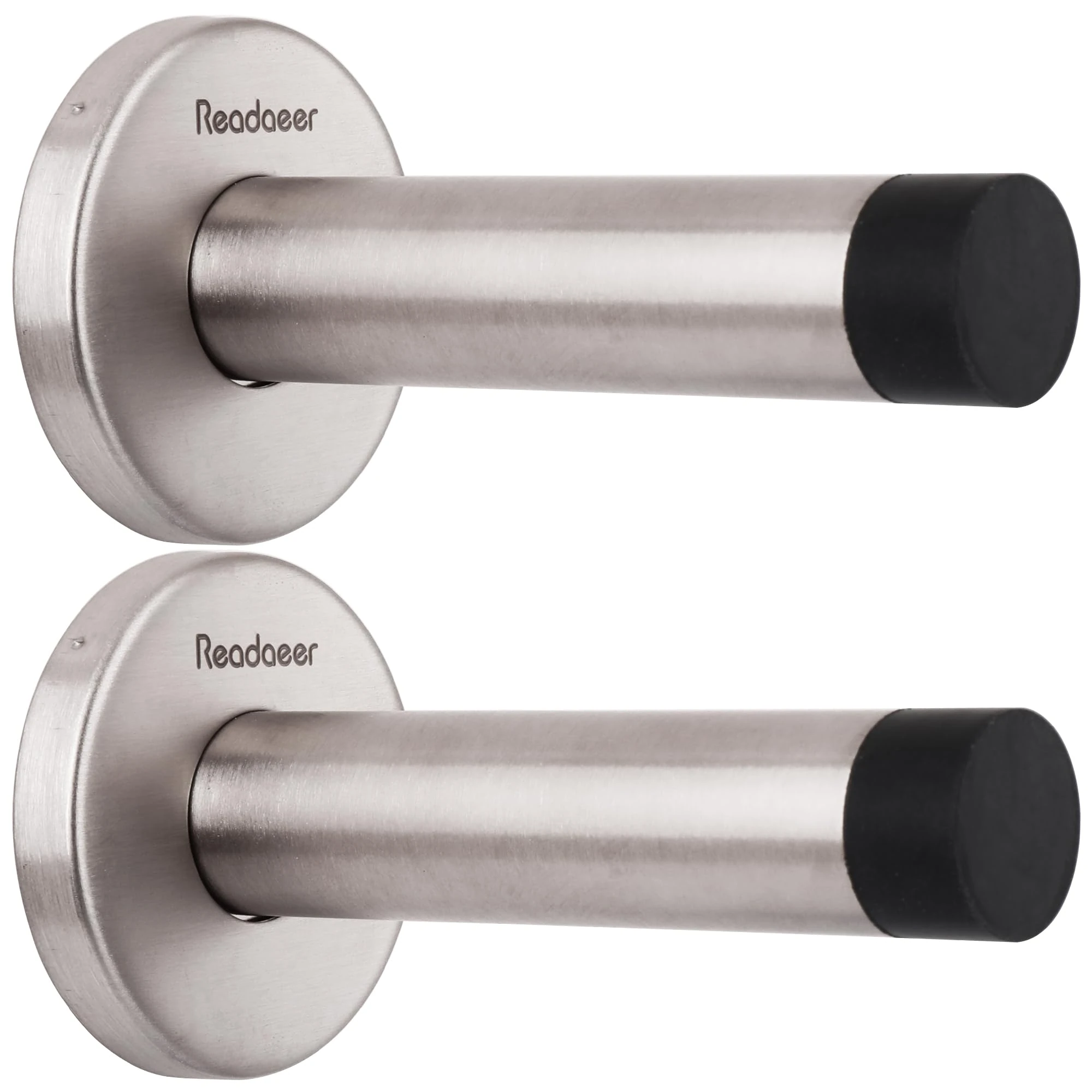 2 PCs Wall Mounted Door Stop | Heavy Duty Door Stopper | Stainless Steel Door Stops with Rubber Buffer | Doorstop for Indoors to Protect Walls