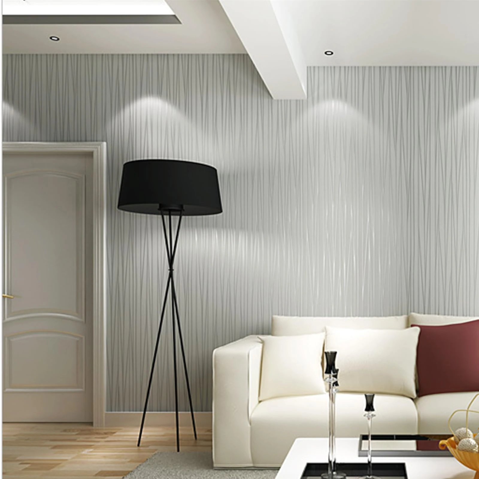 Baketron Grey Wallpaper Silver Glitter Textured 3D Effect Embossed Wallpapers Metallic Striped Effect Wall Paper Roll Modern Feature for Living Room Bedroom Adults Hallway Kitchen Front Room