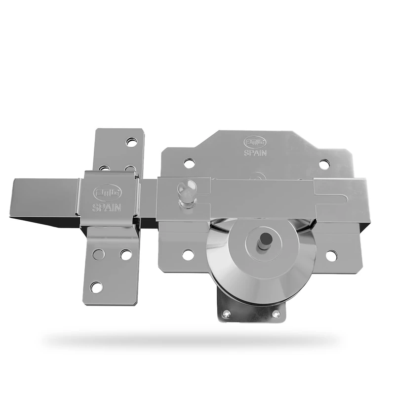 Amig - High-Security Surface Deadbolt with Latch | Cylinder 50 mm | 90 x 154 mm | Steel | Chrome Finish | Anti-Bumping and Anti-Drilling | Right Closure