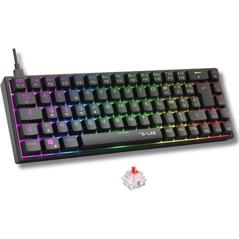 The G-Lab - Keyz Titanium – Spanish Mechanical Keyboard 65% QWERTY, USB – Gaming Keyboard with Red Switch, RGB Customizable, Anti-ghosting, Programmable Macros – for PC, PS4, PS5, Xbox – New (Black)