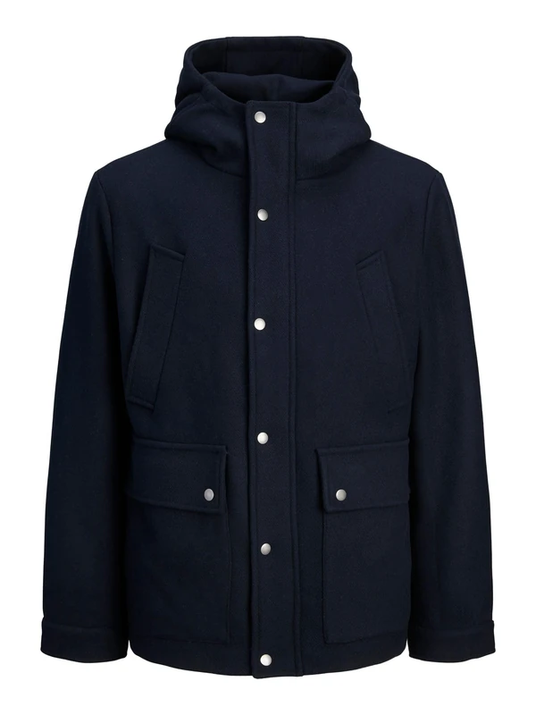 JACK & JONES Men's Jprblajess Wool Blend Parka, Dark Navy, L