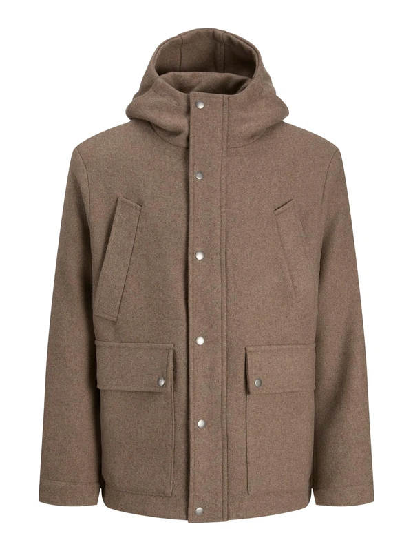 JACK & JONES Men's Jprblajess Wool Blend Parka, Greige, L