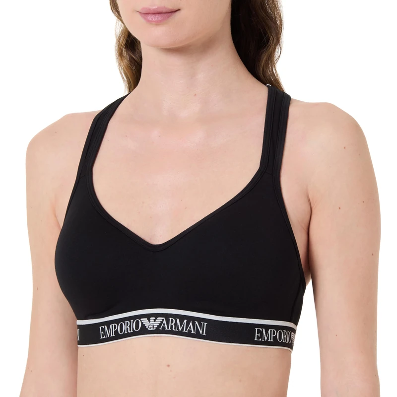 Emporio Armani Woman's Iconic Logoband Padded Bralette Black XS