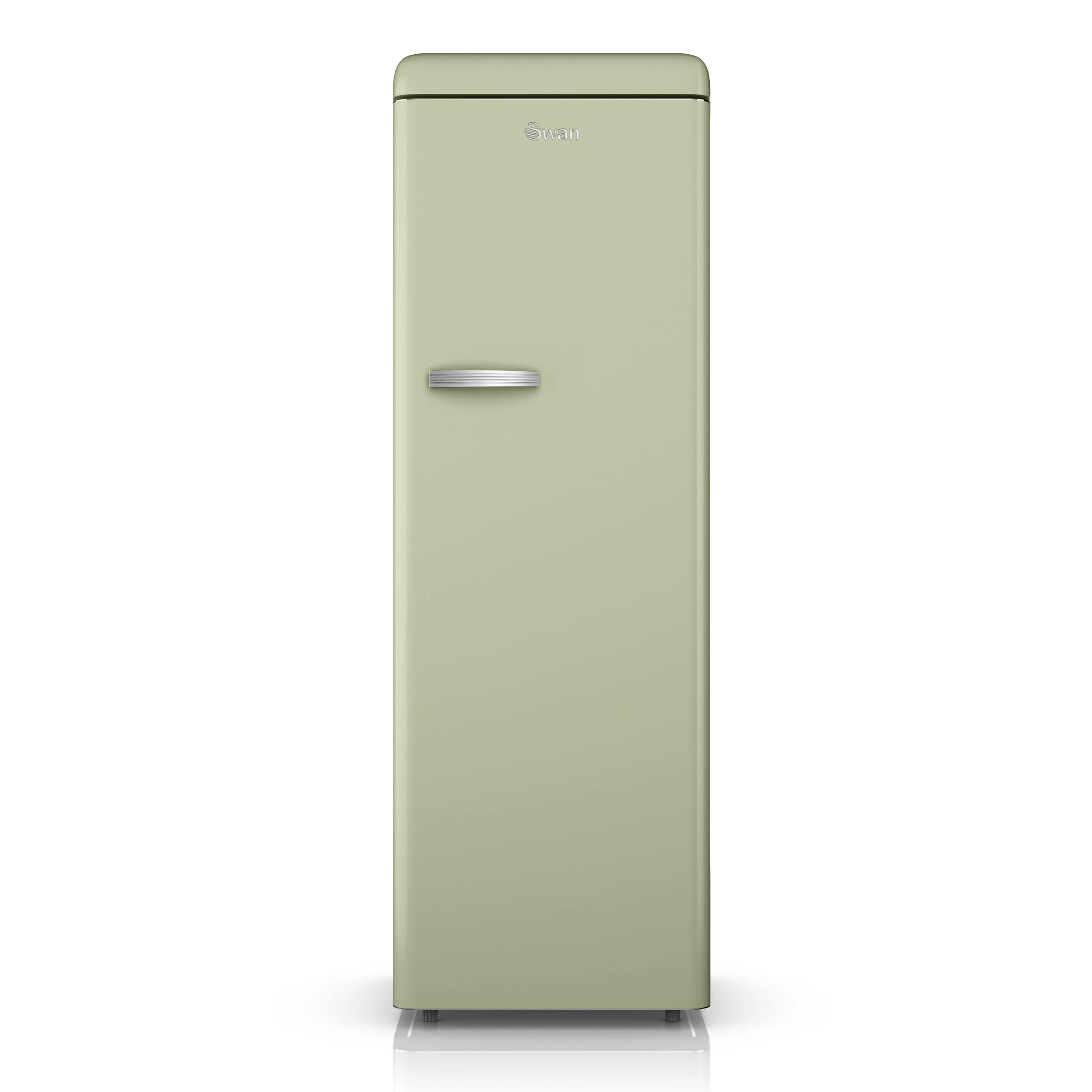SWAN SR11050GNE Retro Tall Larder Fridge with 337L Capacity, 5 Glass Fridge Shelves, 1 Chrome Wine Rack, 6 Door Shelves, 1 Salad Crisper, Energy Class E, Green