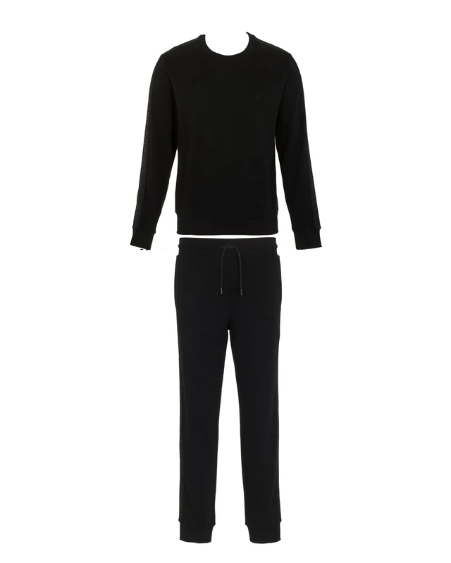 EMPORIO ARMANI MAN'S BASIC TERRY LOUNGEWEAR TRACKSUIT BLACK L