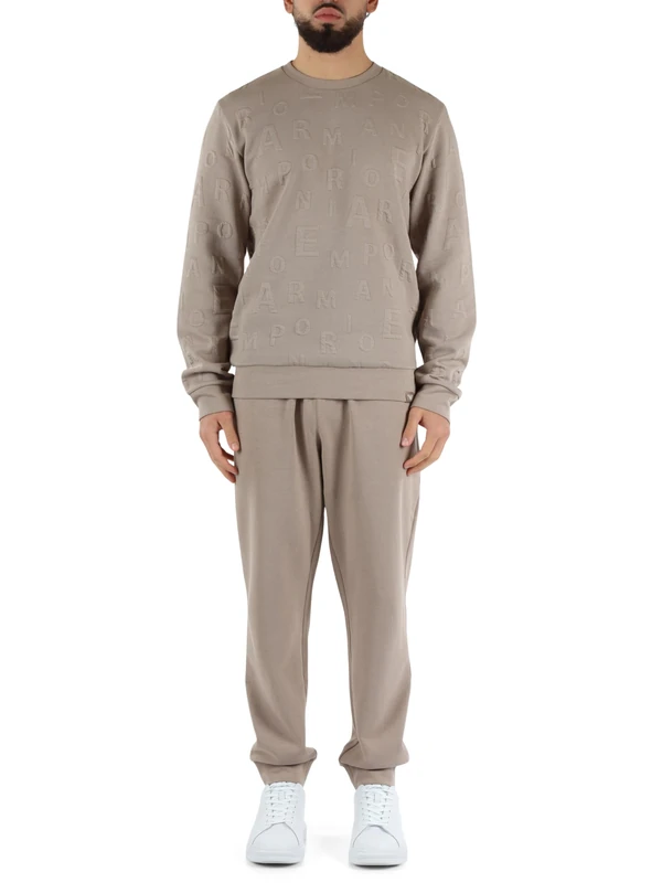 Emporio Armani MAN'S EMBOSSED TERRY LOUNGEWEAR TRACKSUIT GREY M