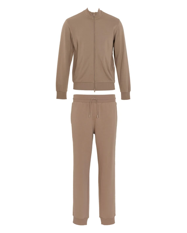 EMPORIO ARMANI MAN'S BASIC TERRY FULL ZIP TRACKSUIT SET BROWN XL