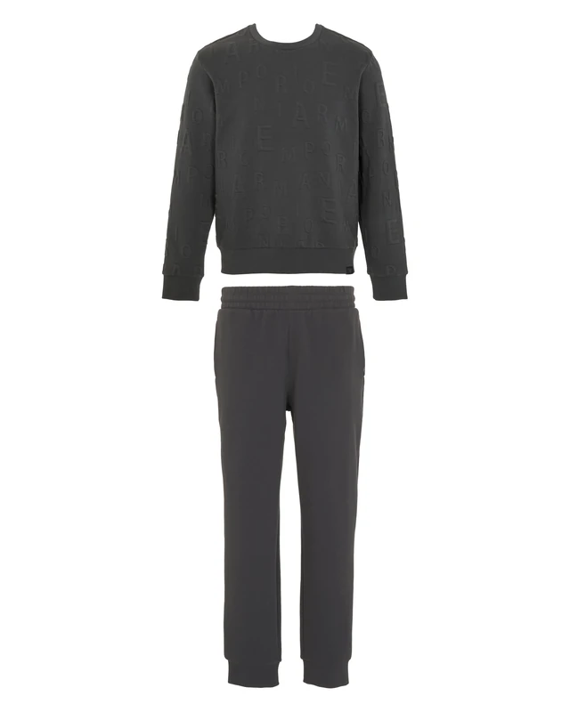 Emporio Armani MAN'S EMBOSSED TERRY LOUNGEWEAR TRACKSUIT GREY L