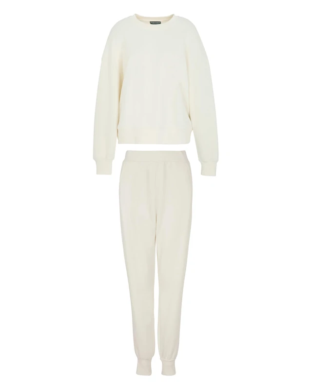 EMPORIO ARMANI WOMAN'S ICONIC TERRY TRACKSUIT SET WHITE L