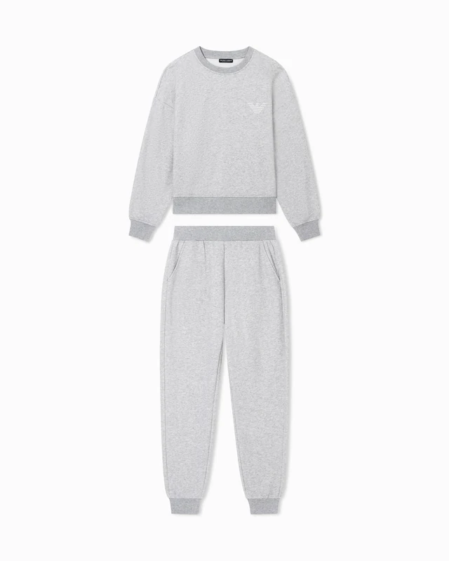 EMPORIO ARMANI WOMAN'S ICONIC TERRY TRACKSUIT SET GREY S