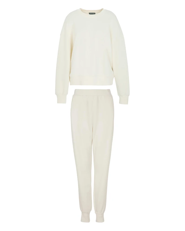Emporio Armani WOMAN'S ICONIC TERRY TRACKSUIT SET WHITE XS