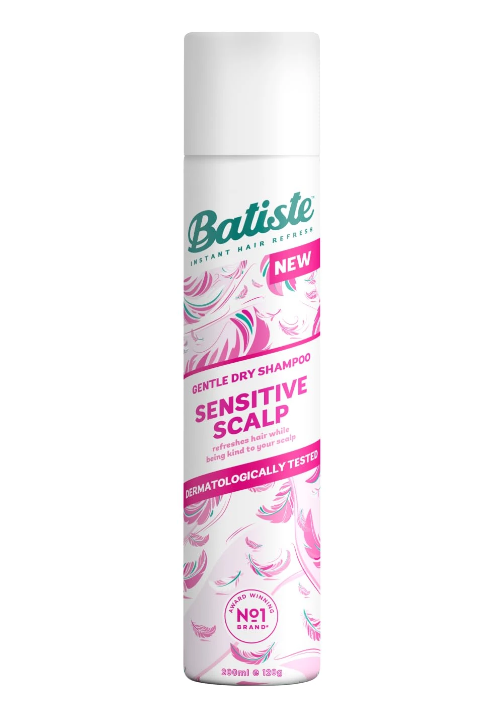 Batiste Sensitive Scalp Lightly Scented Dry Shampoo, Dermatologically Tested, Kind to Scalp, No Rinse Shampoo Hair Spray, Gentle Lightweight Formula for Refreshed Hair, Infused with Aloe Vera, 200ml
