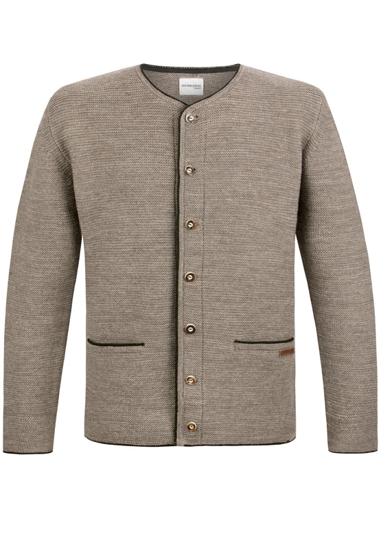 Bergfeuer Men's Trachtenjanker Castello Cardigan Sweater, Beige, 40