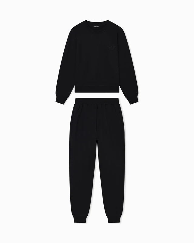 Emporio Armani WOMAN'S ICONIC TERRY TRACKSUIT SET BLACK XS