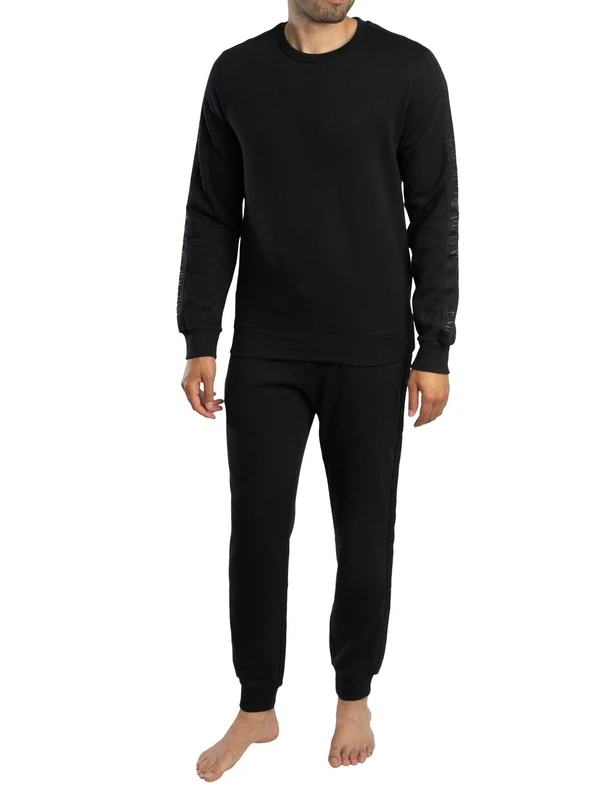 EMPORIO ARMANI MAN'S BASIC TERRY LOUNGEWEAR TRACKSUIT BLACK XL