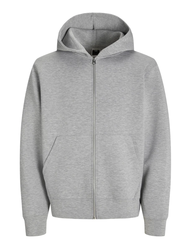 JACK & JONES Jcocover Scuba Sweat Zip Hood Noos, Light Grey Mix, L