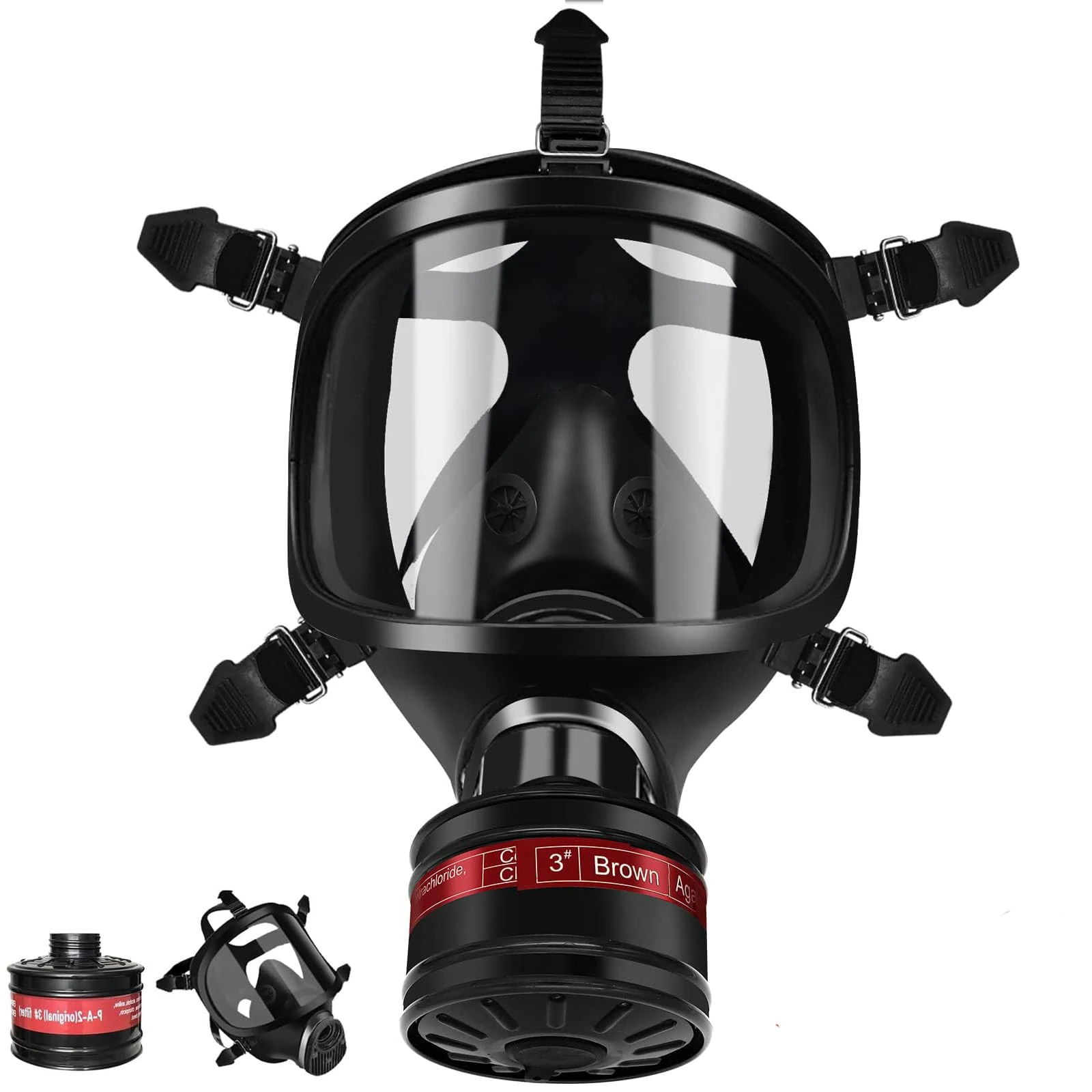 LAMANICE Full Face Respirator Mask - with 40 mm Activated Carbon Filter Canister, Full Face Gas Mask for Industrial, Polishing, Paint, Dust, Spray, Welding, Chemicals