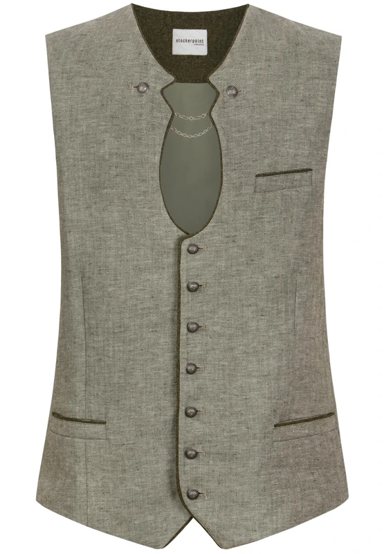 Bergfeuer Men's Trachtenweste Bennet Traditional Waistcoat, Olive, 34 - Image 1