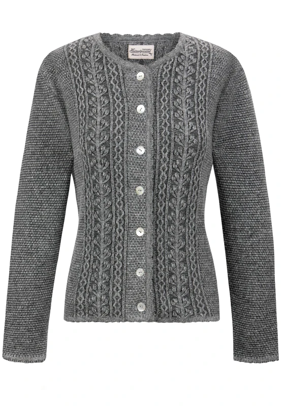 Heimatgwand Women's Trachtenjacke Mabella Cardigan Sweater, Gray, 12