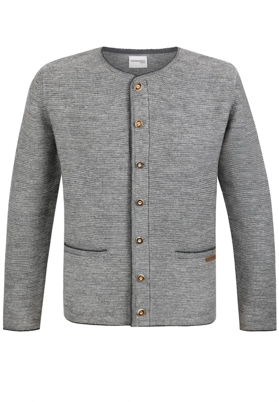 Bergfeuer Men's Trachtenjanker Castello Cardigan Sweater, lightgrey, 36
