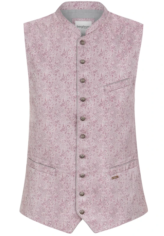 Bergfeuer Men's Trachtenweste Ramiro Traditional Waistcoat, Antique Pink, 46